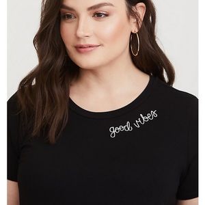 Good Vibes embroidered fitted tee
